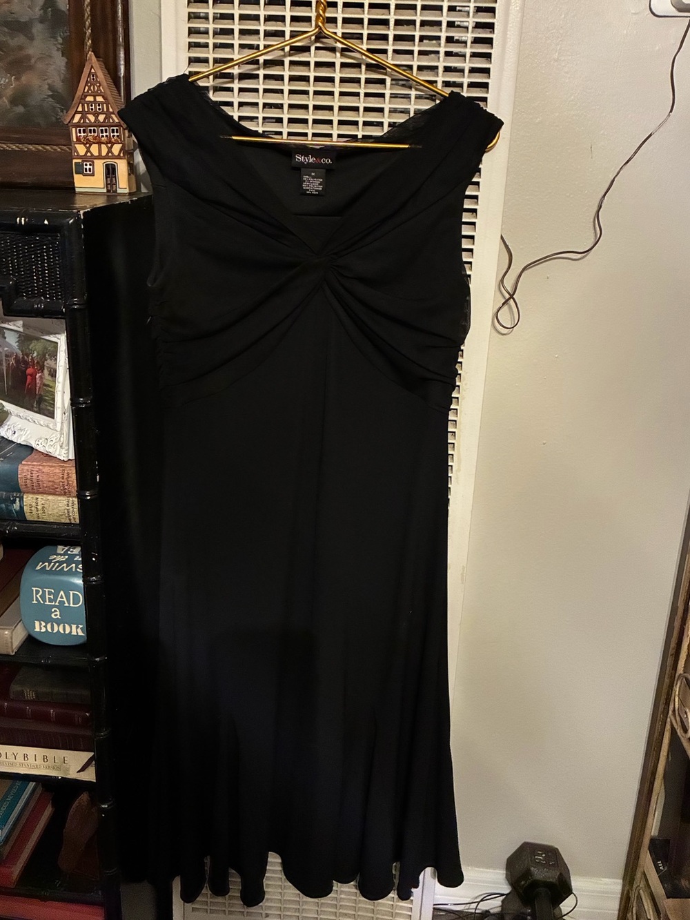 Style & Co. Black Twist-Front Midi Dress